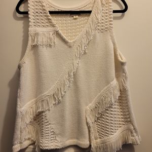 White fringe knit tank size xl from anthropologie